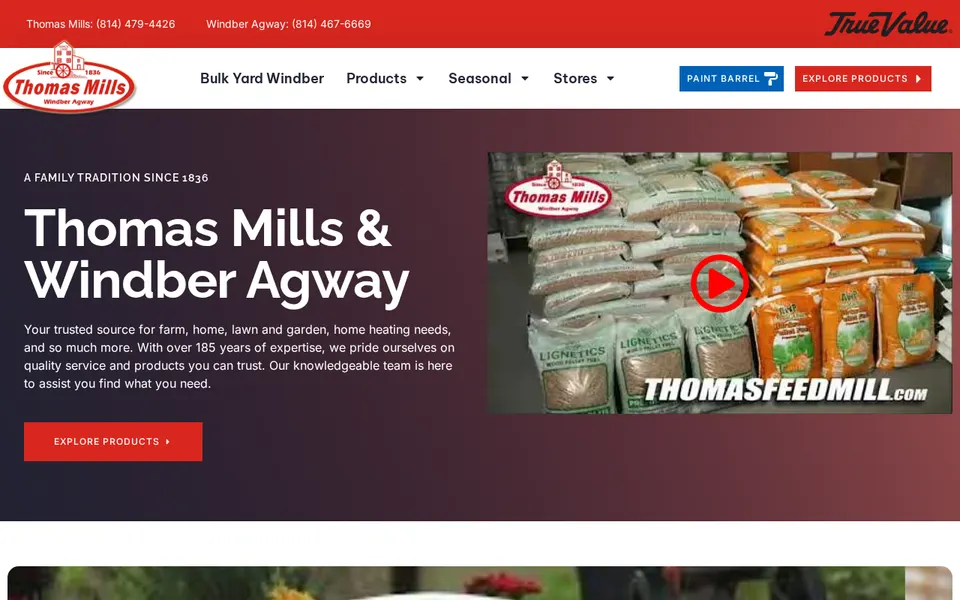 Thomas Feed Mill website