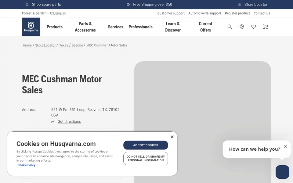 MEC Cushman Motor Sales website