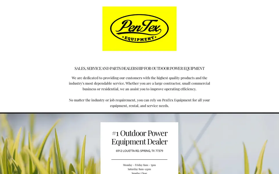Pentex Equipment website