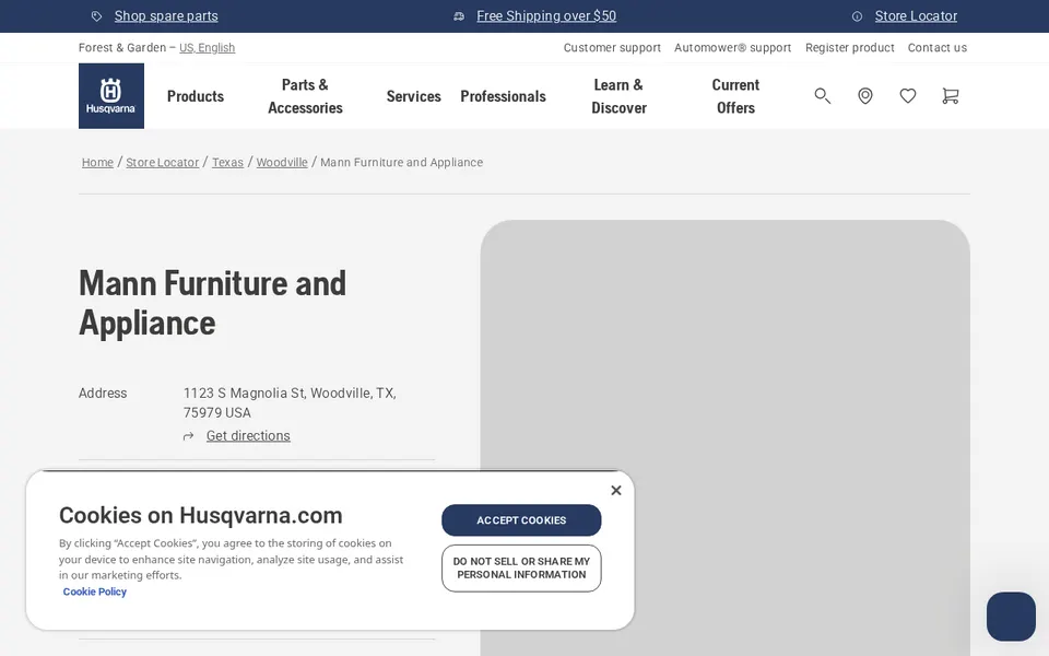 Mann Furniture and Appliance website