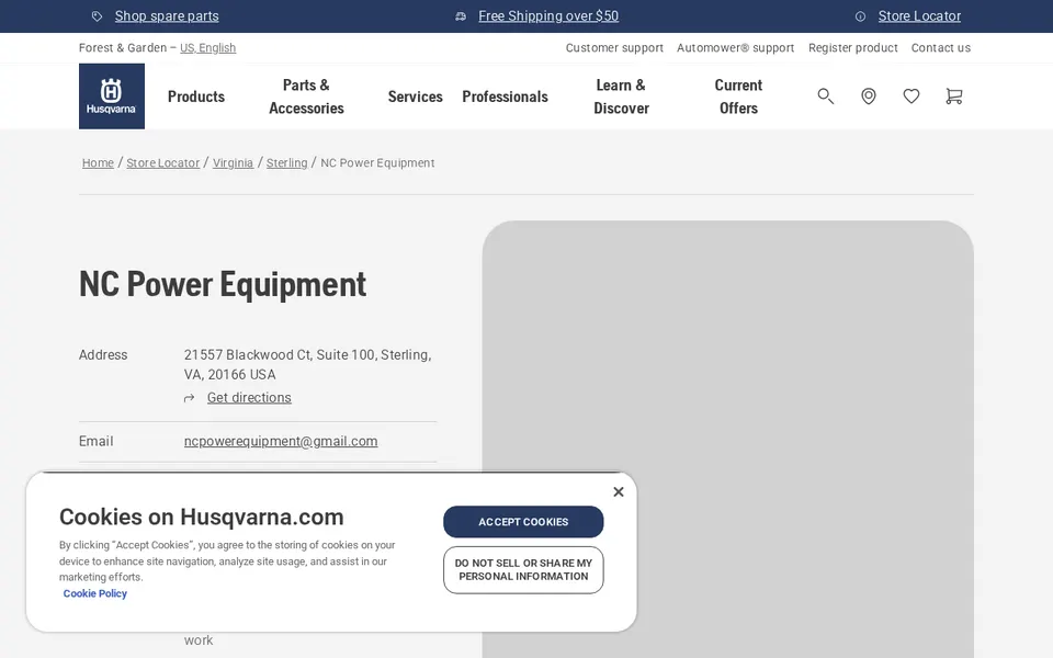 NC Power Equipment website