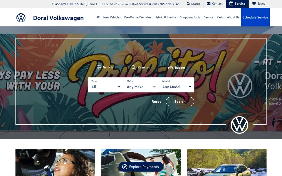 Doral Volkswagen website