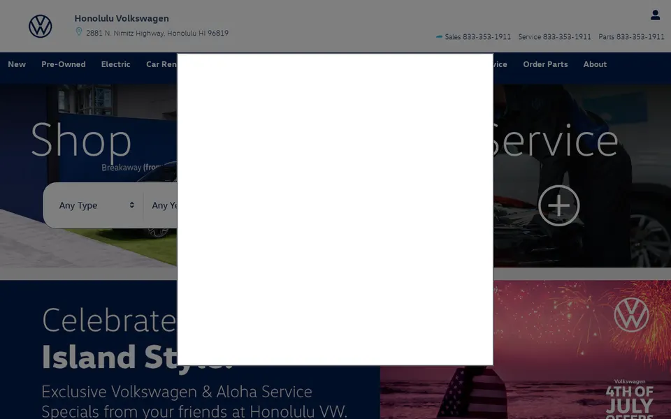 Honolulu Volkswagen website
