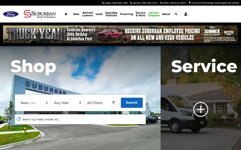 Suburban Ford of Romeo website