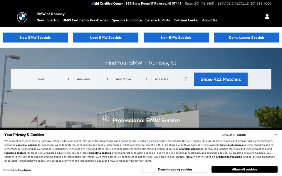 BMW of Ramsey website