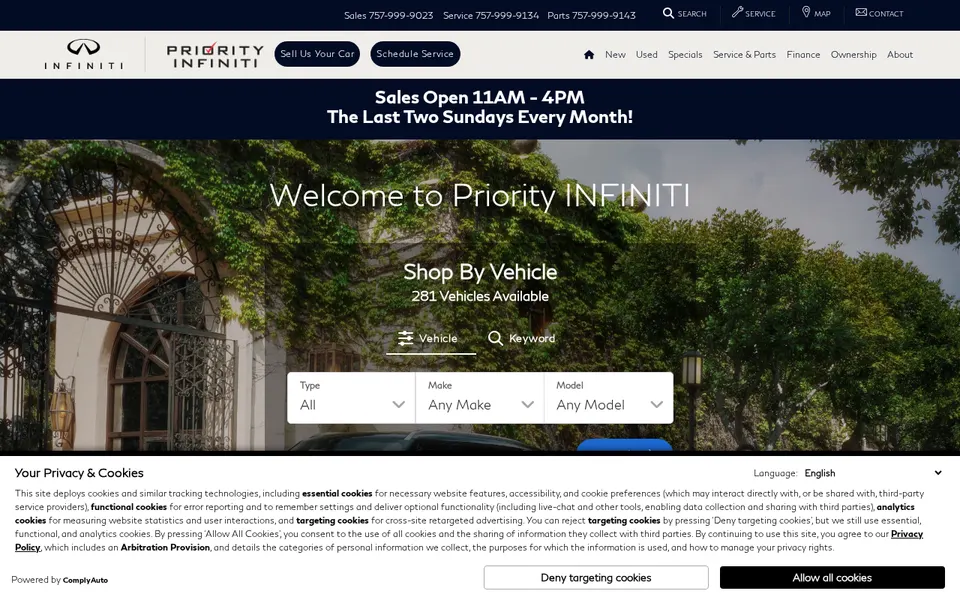Priority INFINITI website