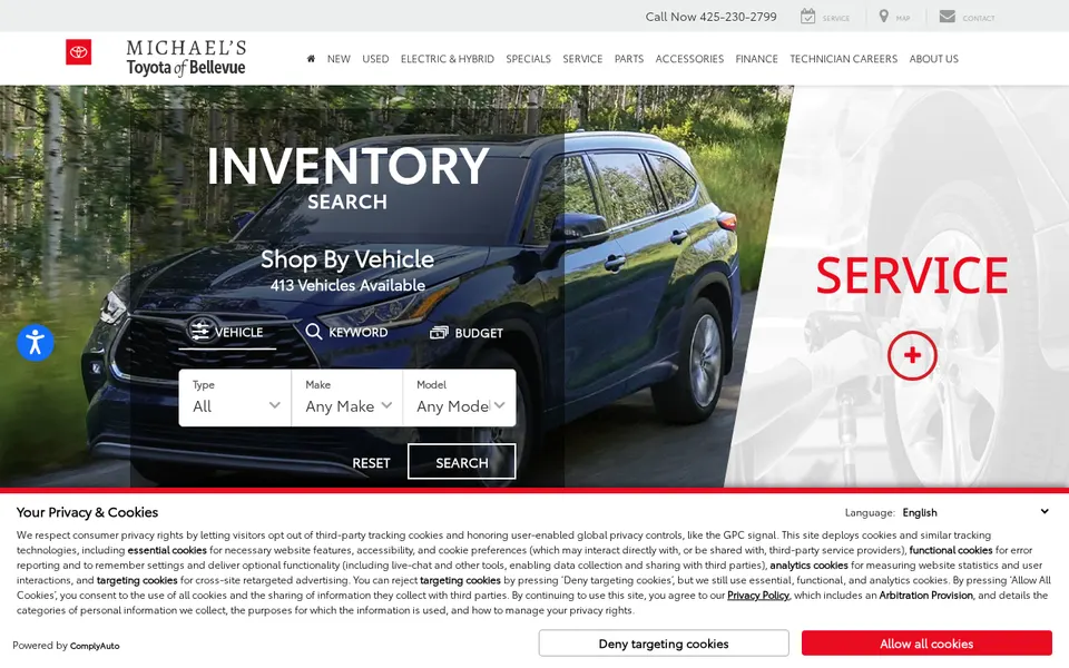 Michael's Toyota of Bellevue website