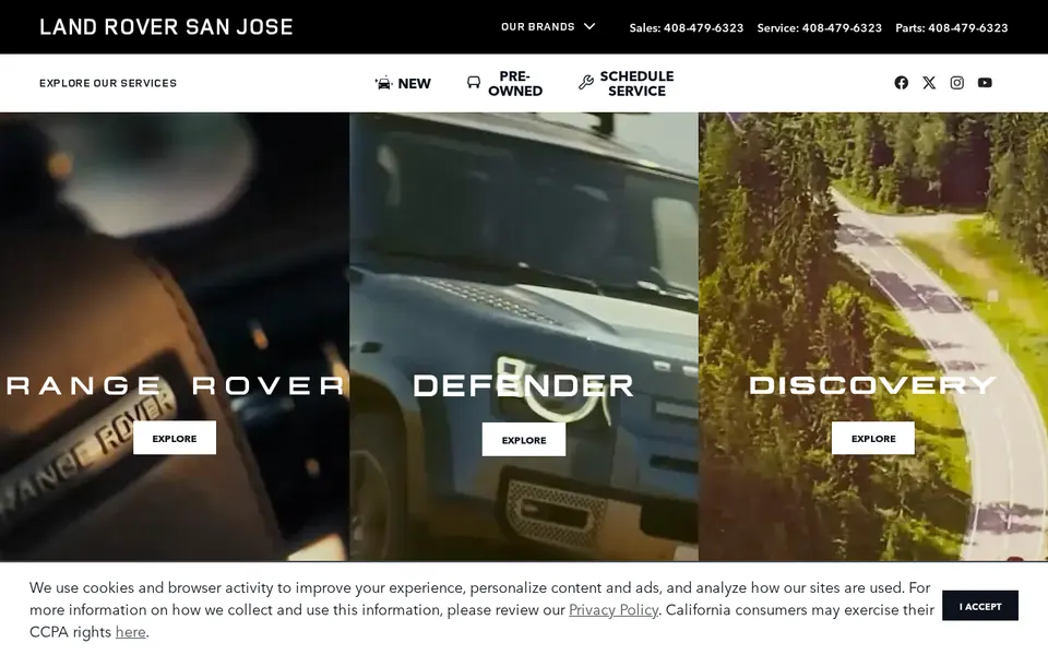 Land Rover San Jose website