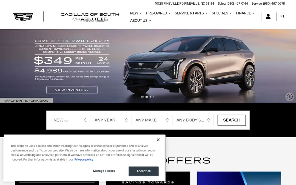 Cadillac of South Charlotte website