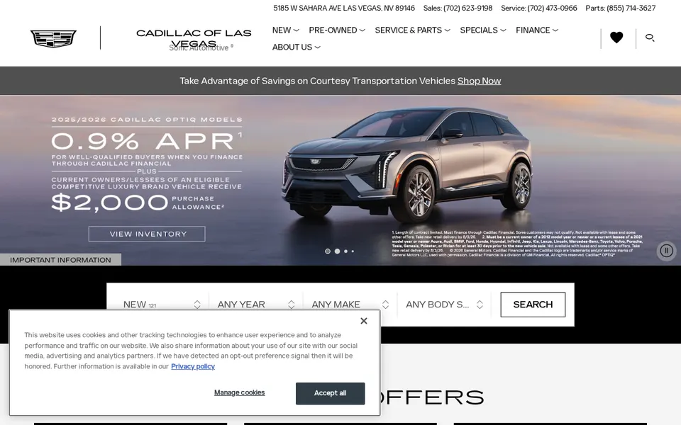 Cadillac of Las Vegas website