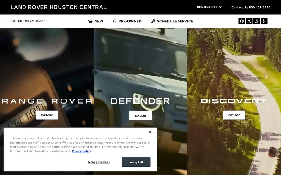 Land Rover Houston Central website
