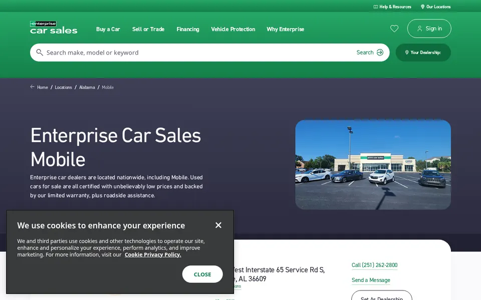 Enterprise Car Sales Mobile website