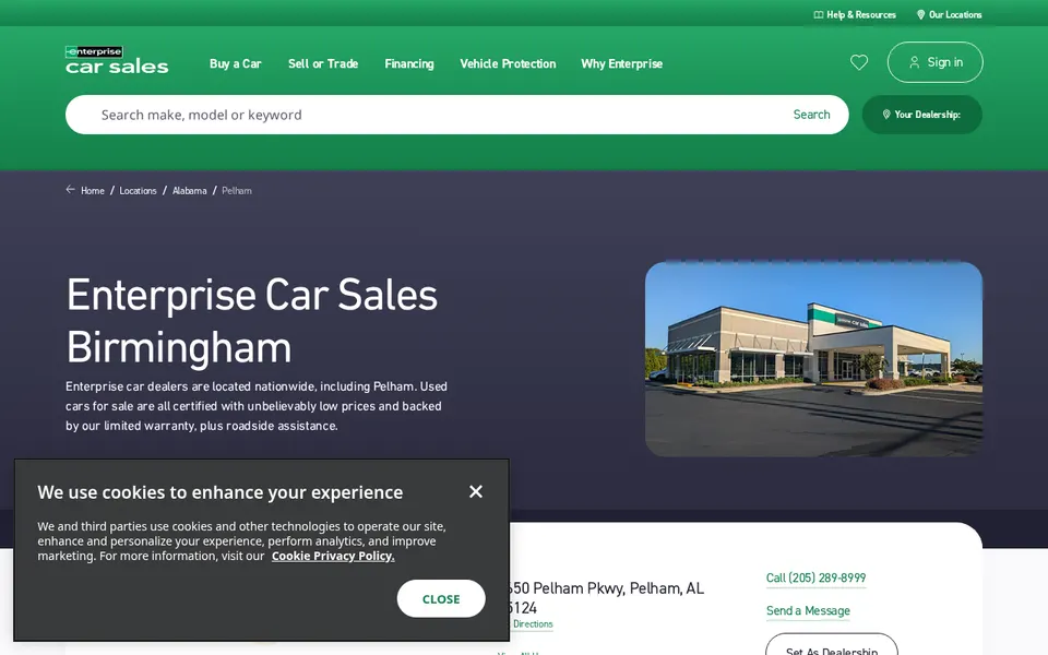 Enterprise Car Sales Pelham website