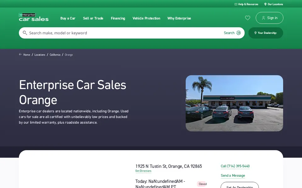 Enterprise Car Sales Orange website