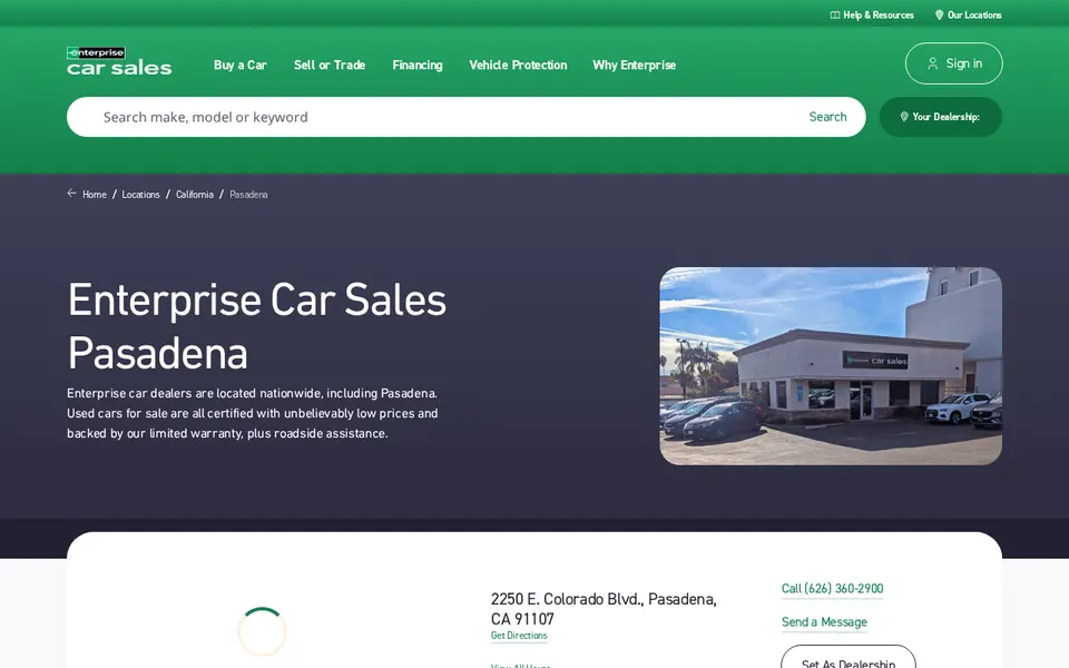 Enterprise Car Sales Pasadena website