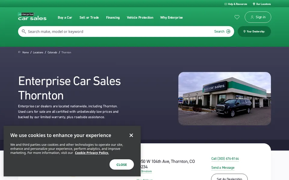 Enterprise Car Sales Thornton website