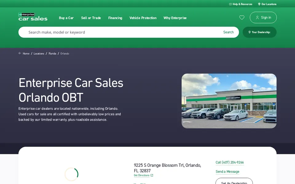 Enterprise Car Sales Orlando OBT website