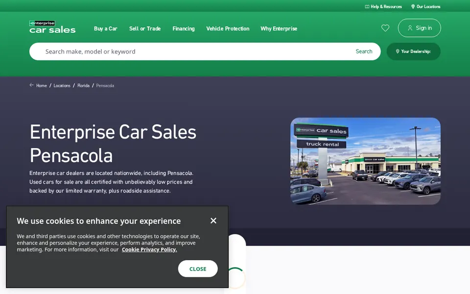 Enterprise Car Sales Pensacola website