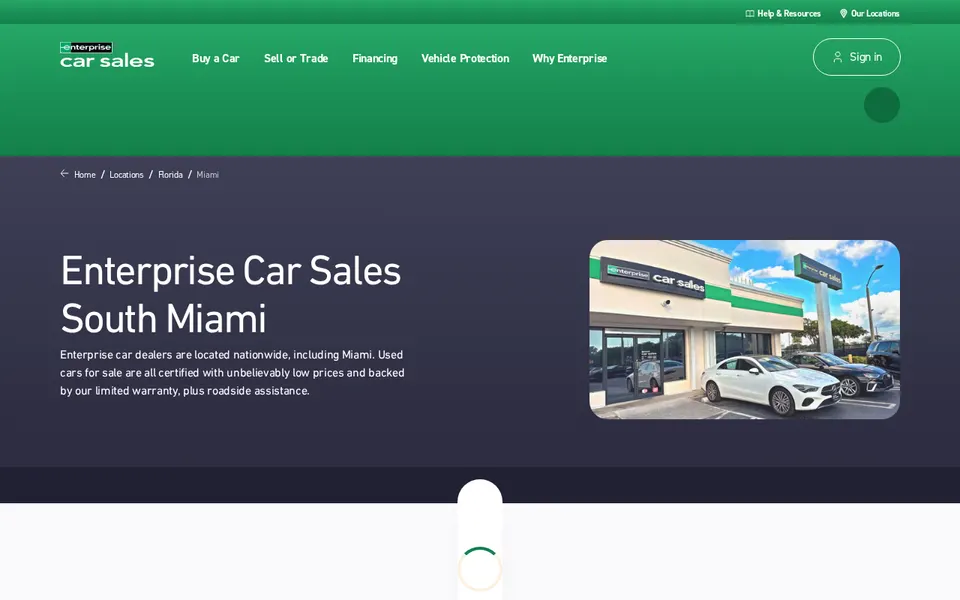 Enterprise Car Sales South Miami website