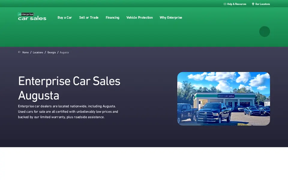 Enterprise Car Sales Augusta website