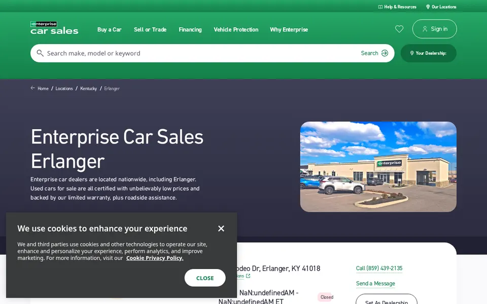Enterprise Car Sales Erlanger website
