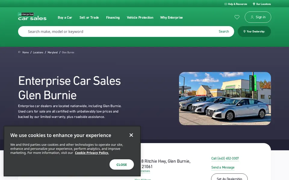 Enterprise Car Sales Glen Burnie website