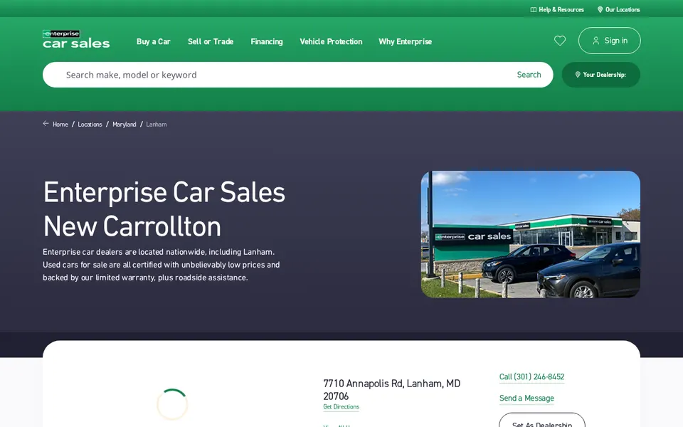 Enterprise Car Sales New Carrolton website