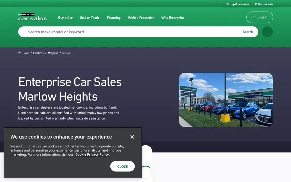 Enterprise Car Sales Marlow Heights website