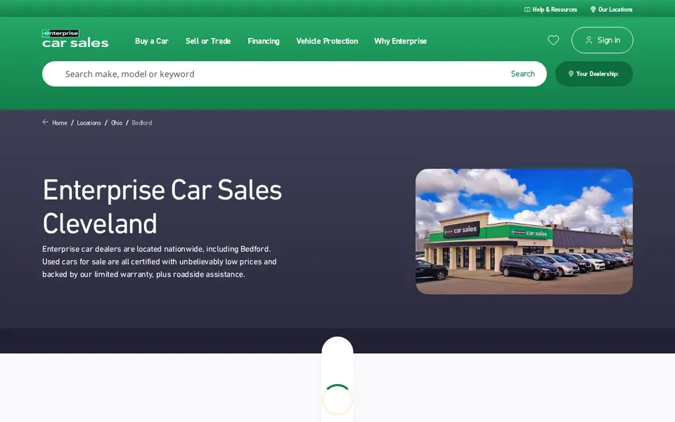 Enterprise Car Sales Bedford website