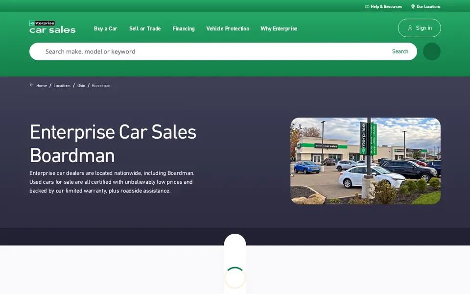 Enterprise Car Sales Boardman website