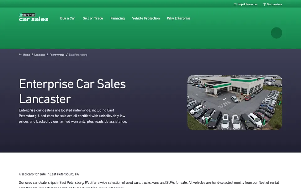 Enterprise Car Sales Lancaster website