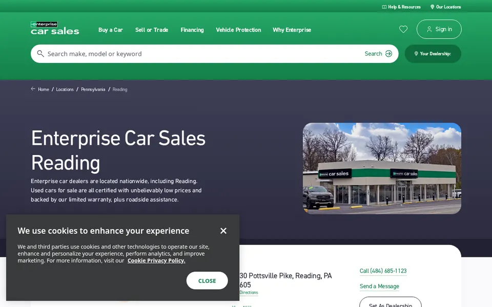 Enterprise Car Sales Reading website