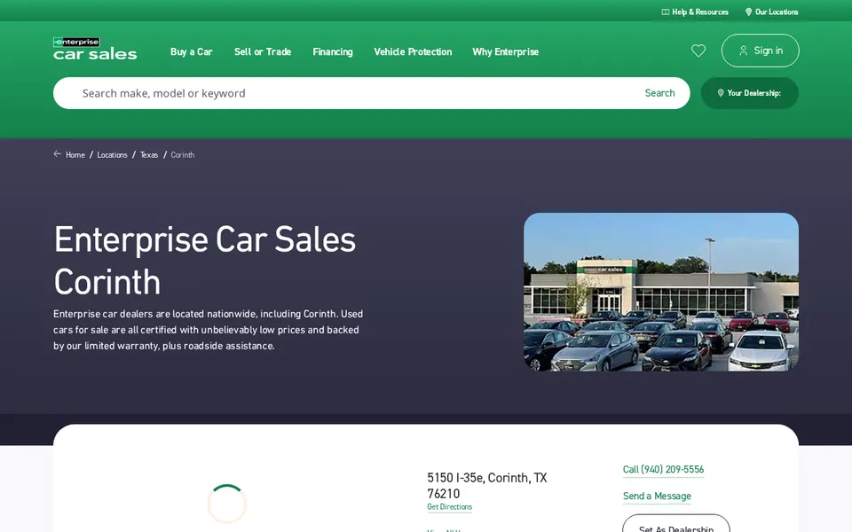 Enterprise Car Sales Corinth website