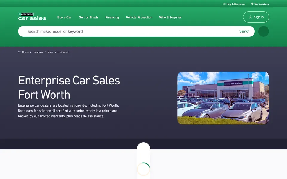 Enterprise Car Sales Fort Worth website