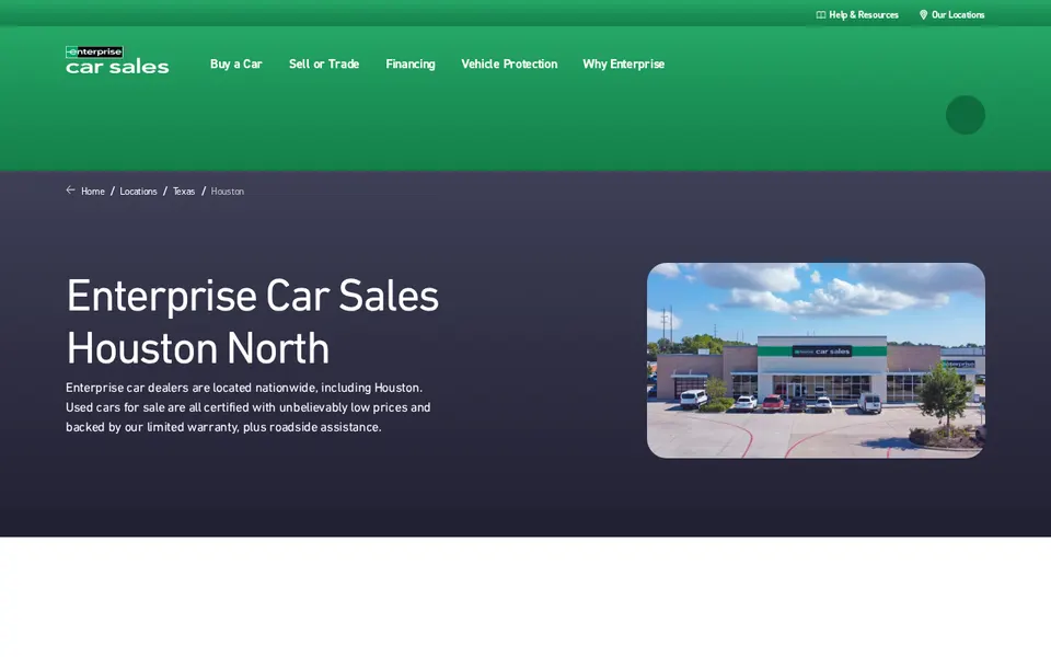 Enterprise Car Sales Houston North website