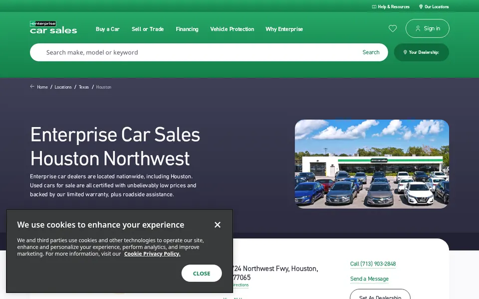 Enterprise Car Sales Houston Northwest website