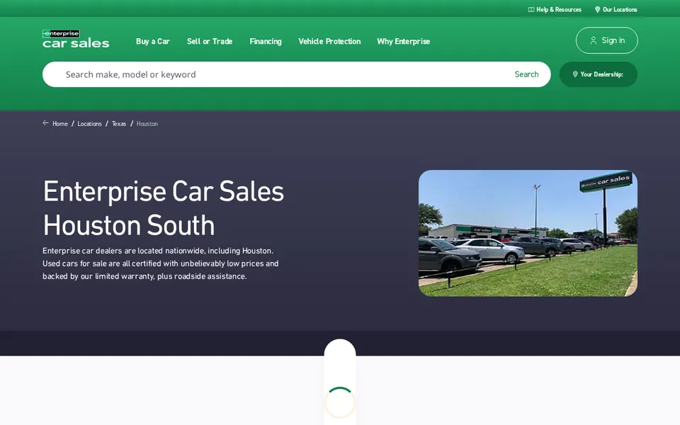 Enterprise Car Sales Houston South website