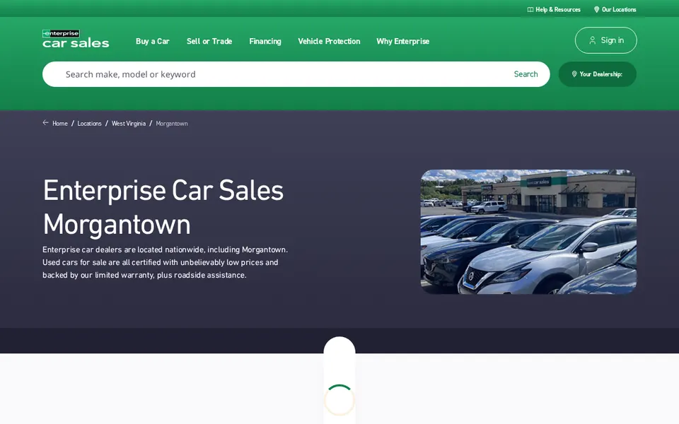 Enterprise Car Sales Morgantown website