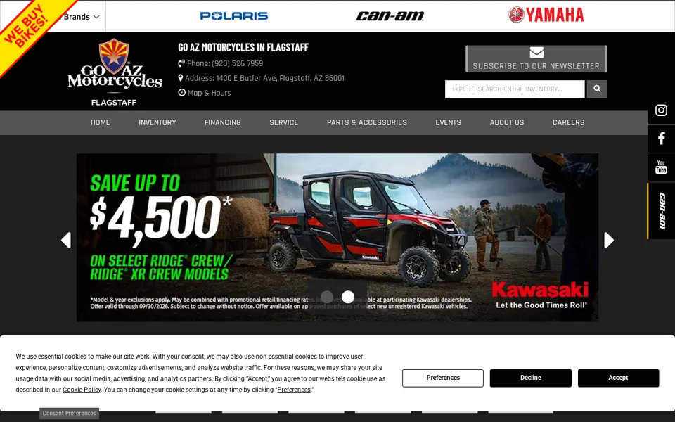 Go Az Motorcycles website