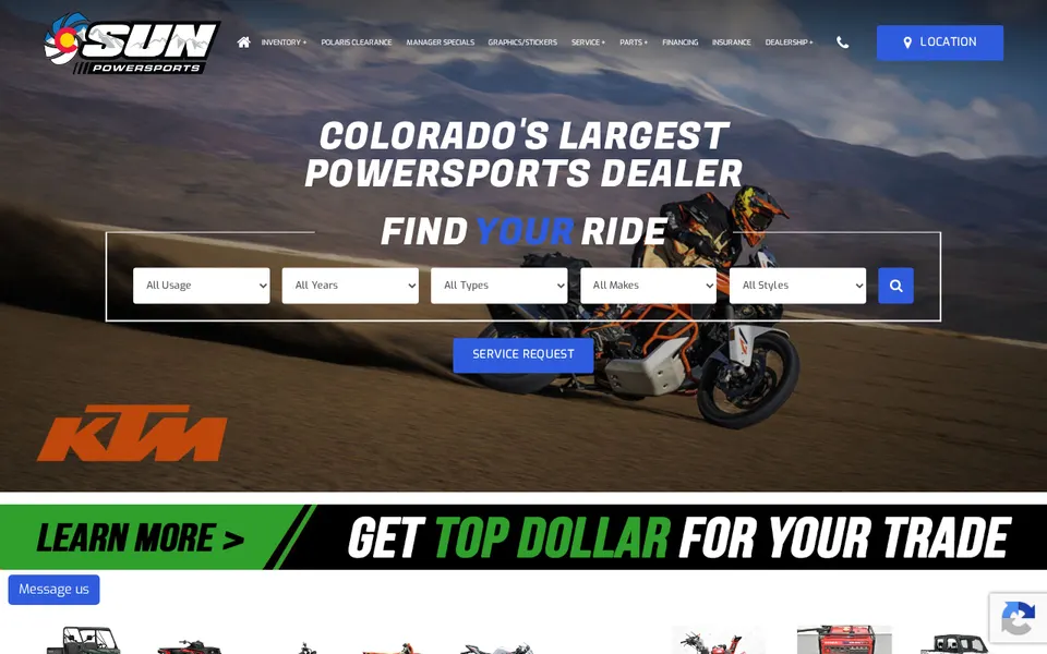 Sun Powersports website