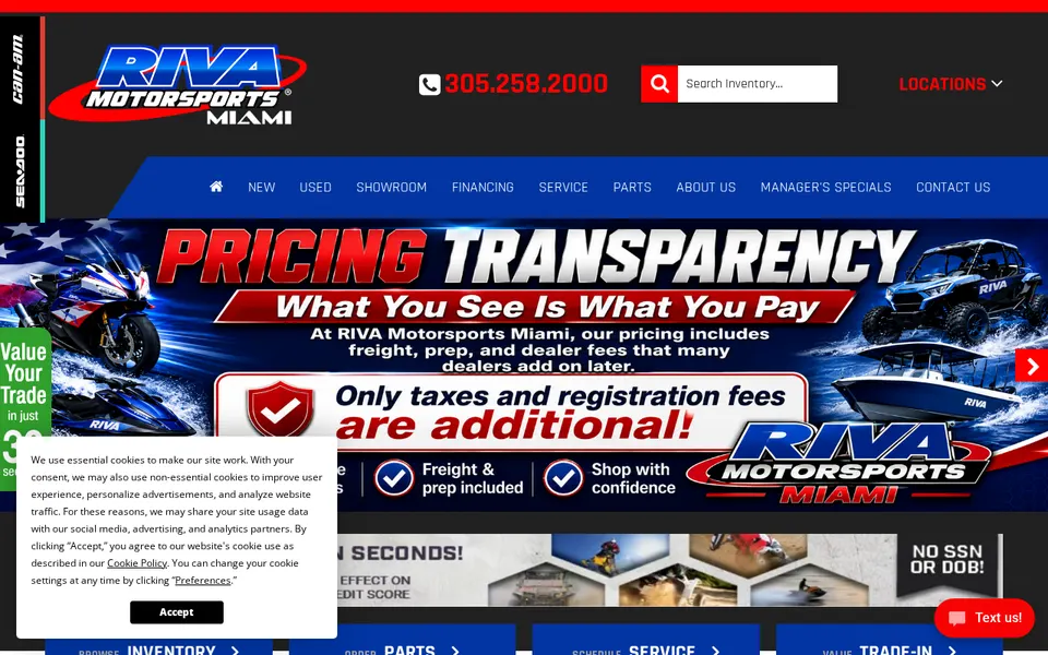 Riva Motorsports Miami website