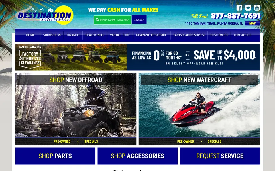 Destination Powersports website