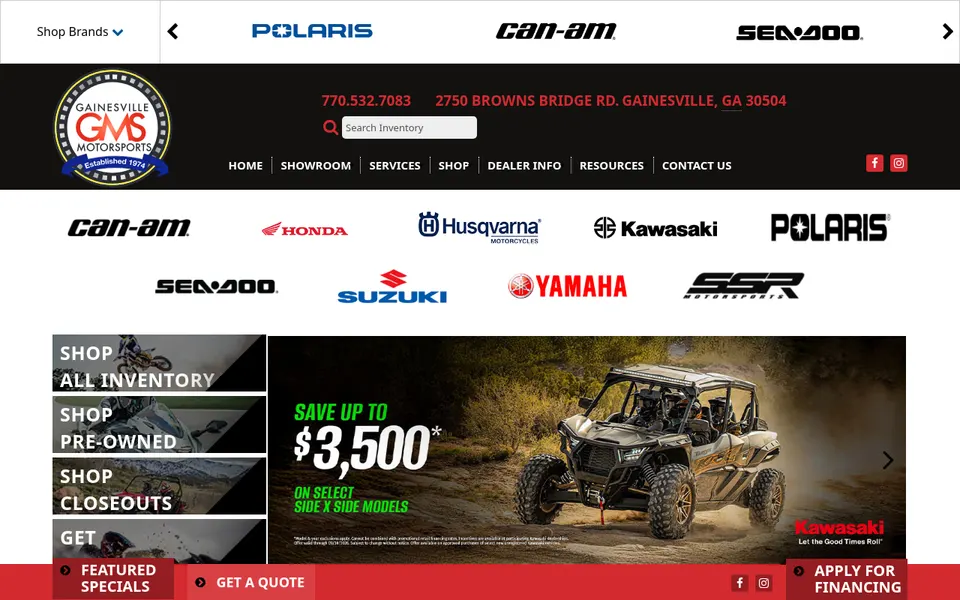 Gainesville Motor Sports website