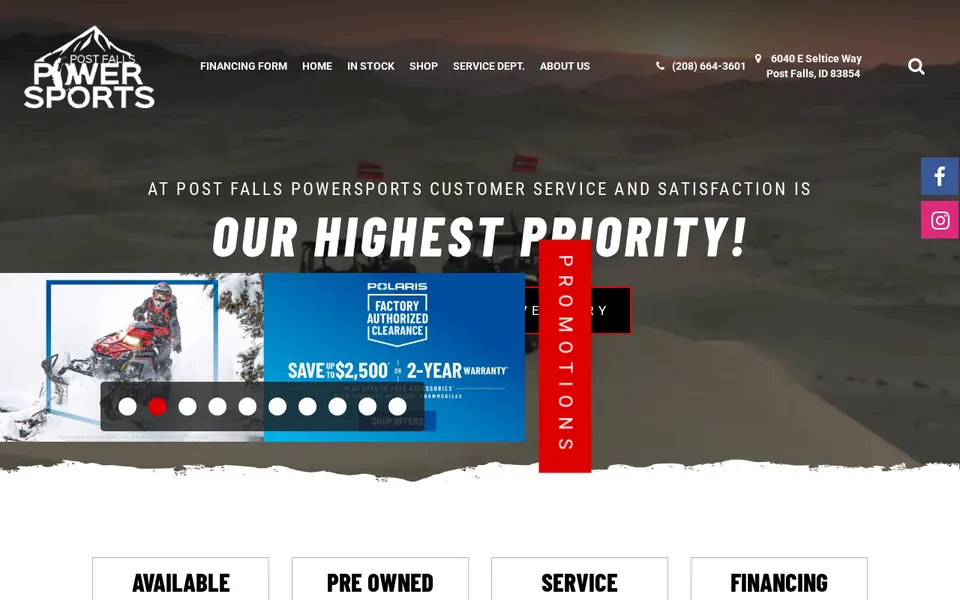 Post Falls Powersports website