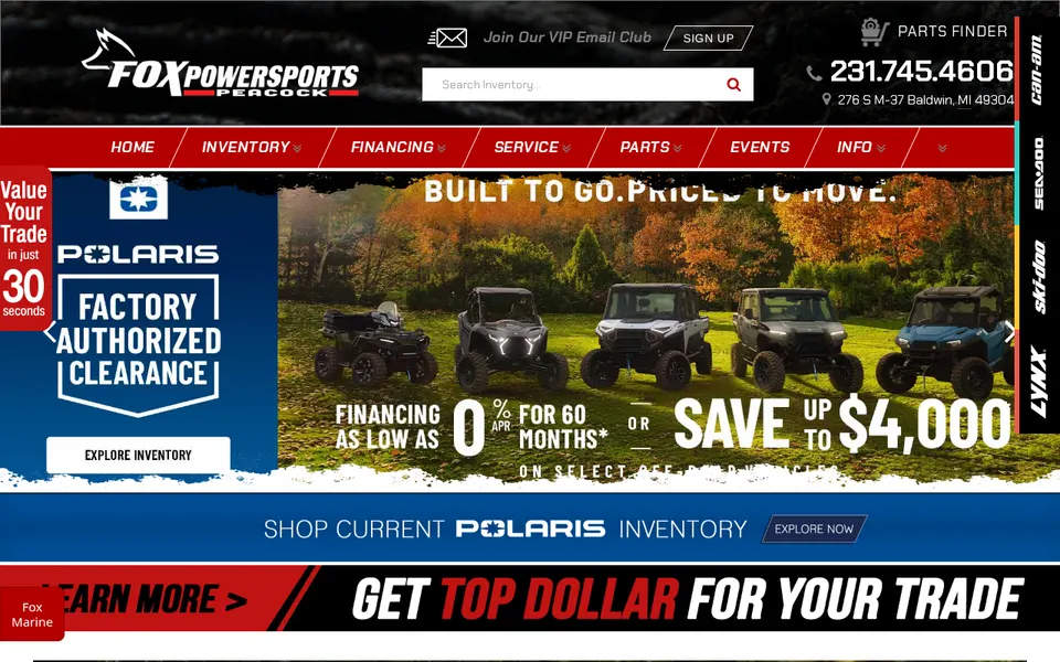 Fox Powersports Peacock website