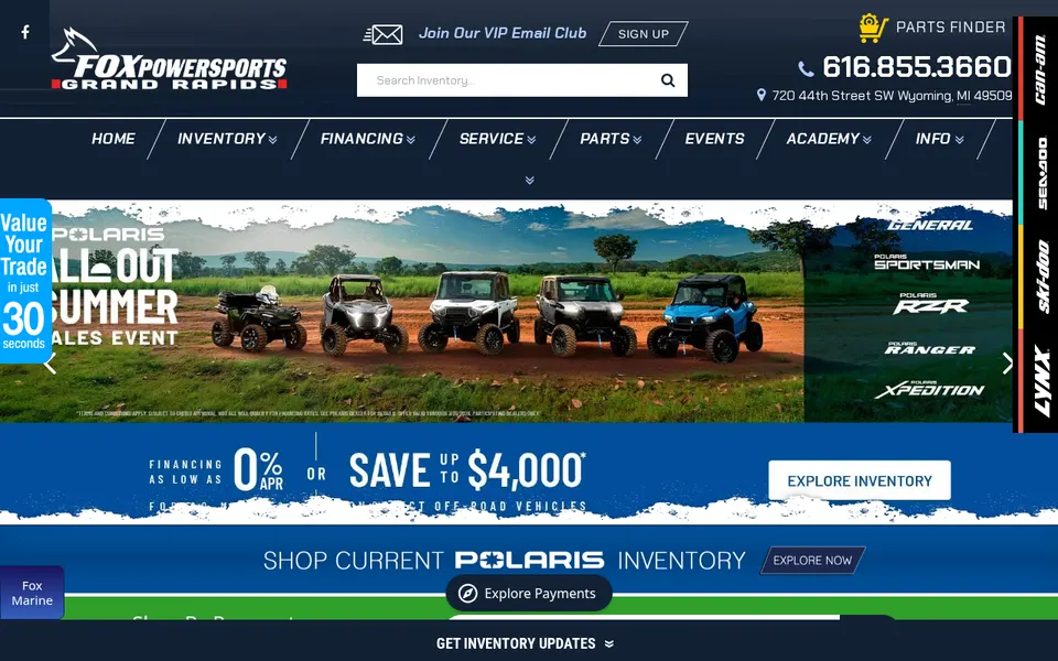 Fox Powersports website