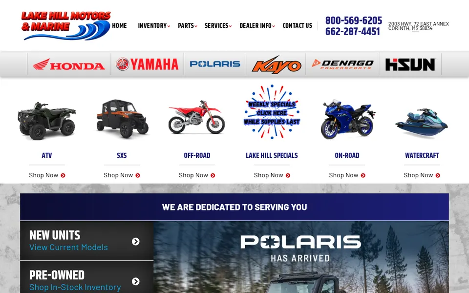 Lake Hill Powersports website