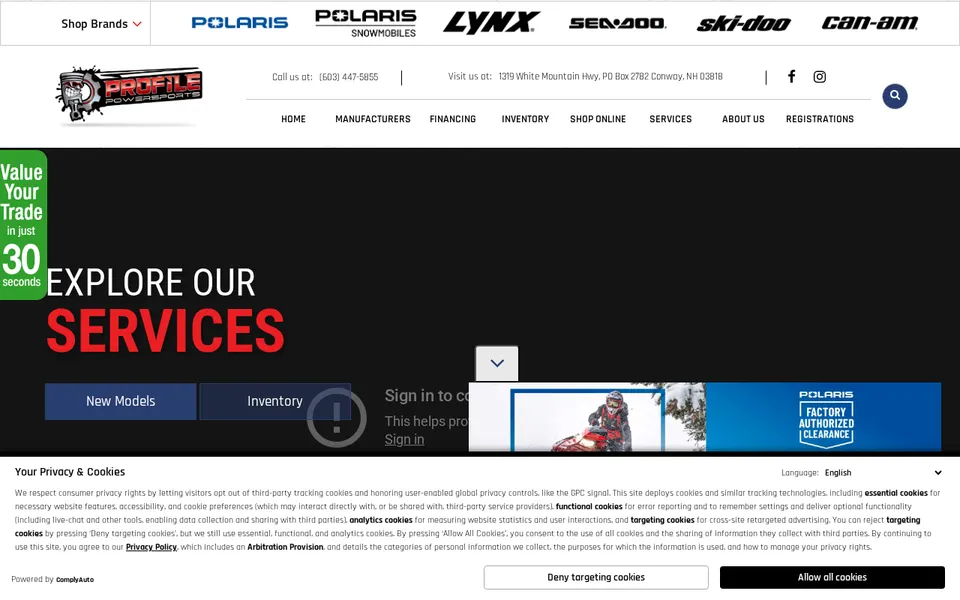 Profile Powersports website