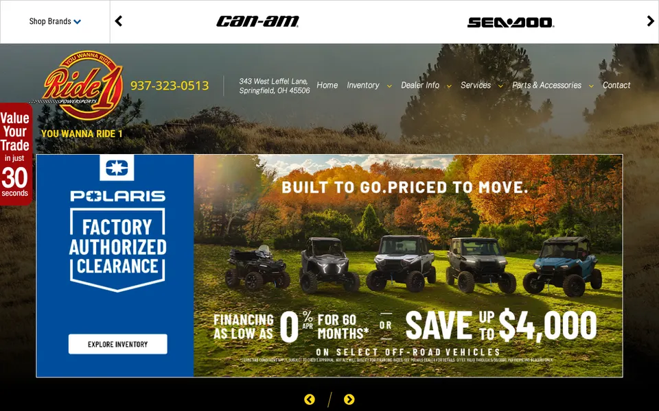 Ride 1 Powersports website