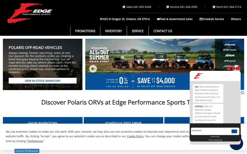 Edge Performance Sports website
